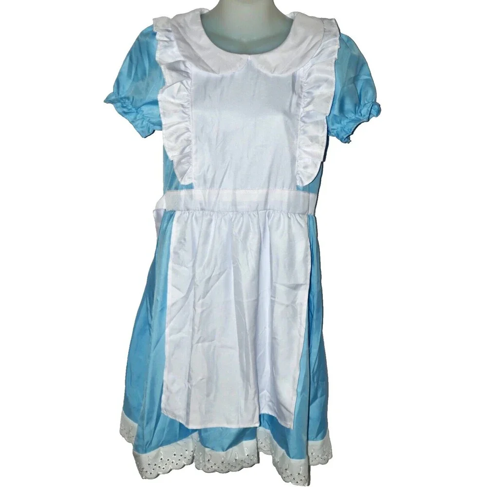 Classic Alice-Inspired Light Blue and White Girls' Halloween Costume
